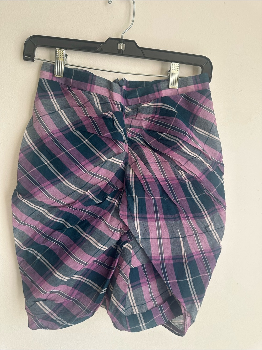 Isabel Martrant Plaid Ruched Skirt in Purple and Navy